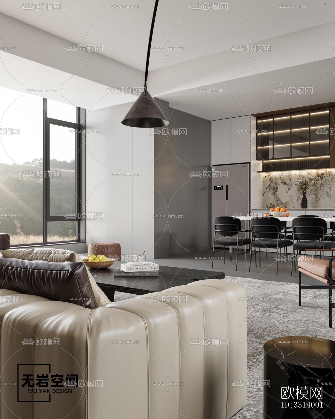 现代客餐厅效果图下载（渲染图7）