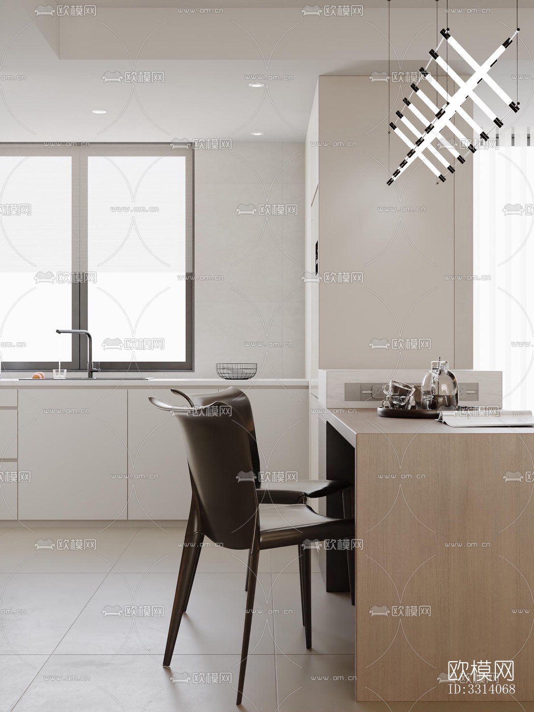 现代客餐厅效果图下载（渲染图1）