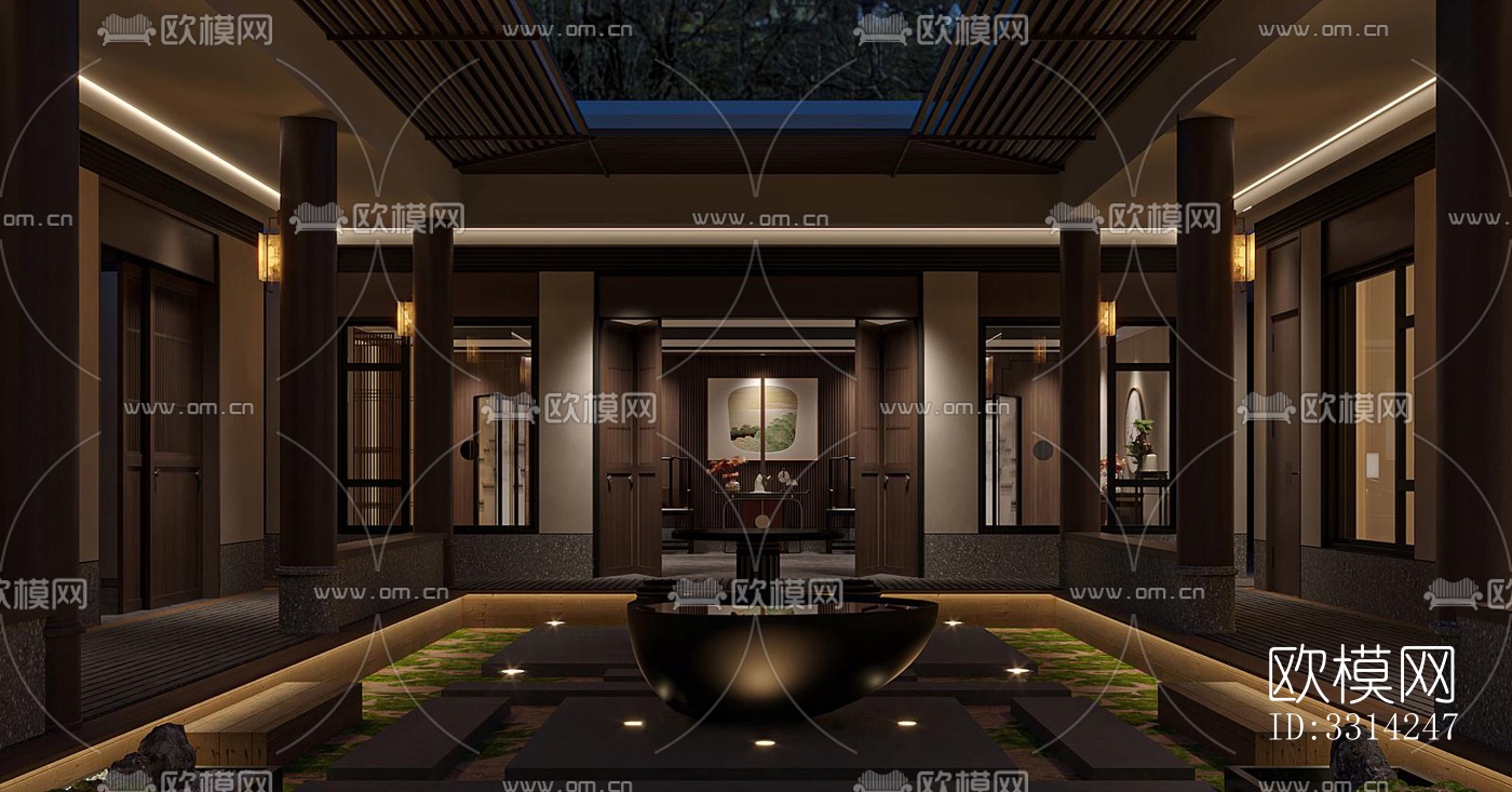 现代客餐厅效果图下载（渲染图1）