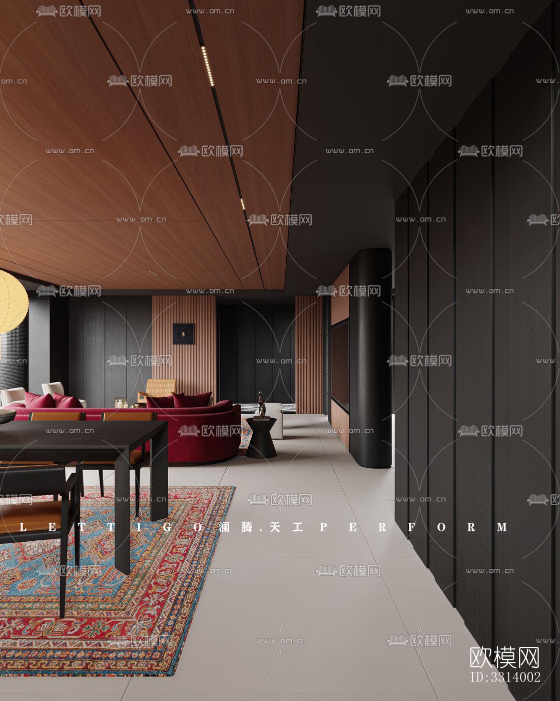 现代客餐厅效果图下载（渲染图4）