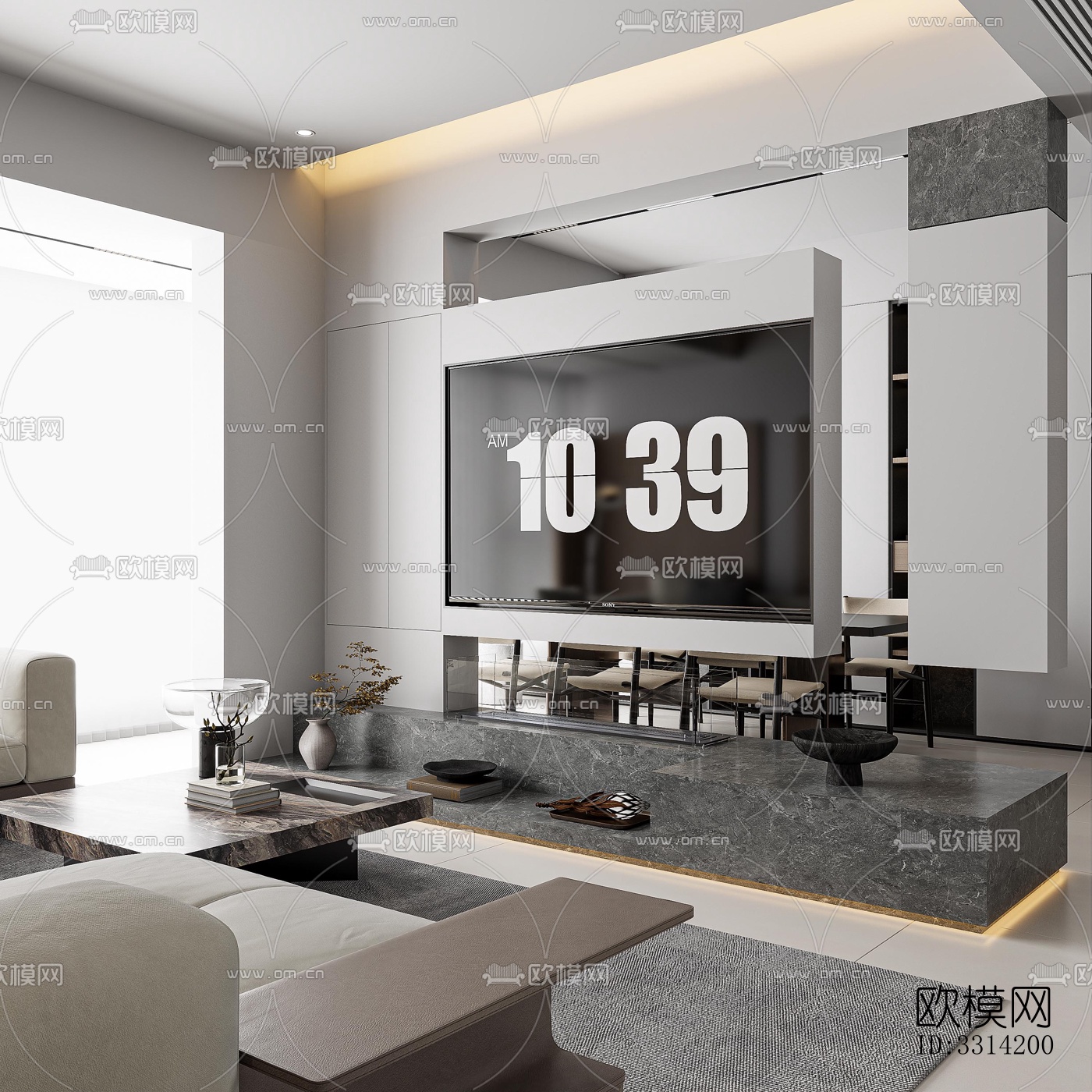 现代客餐厅效果图下载（渲染图4）