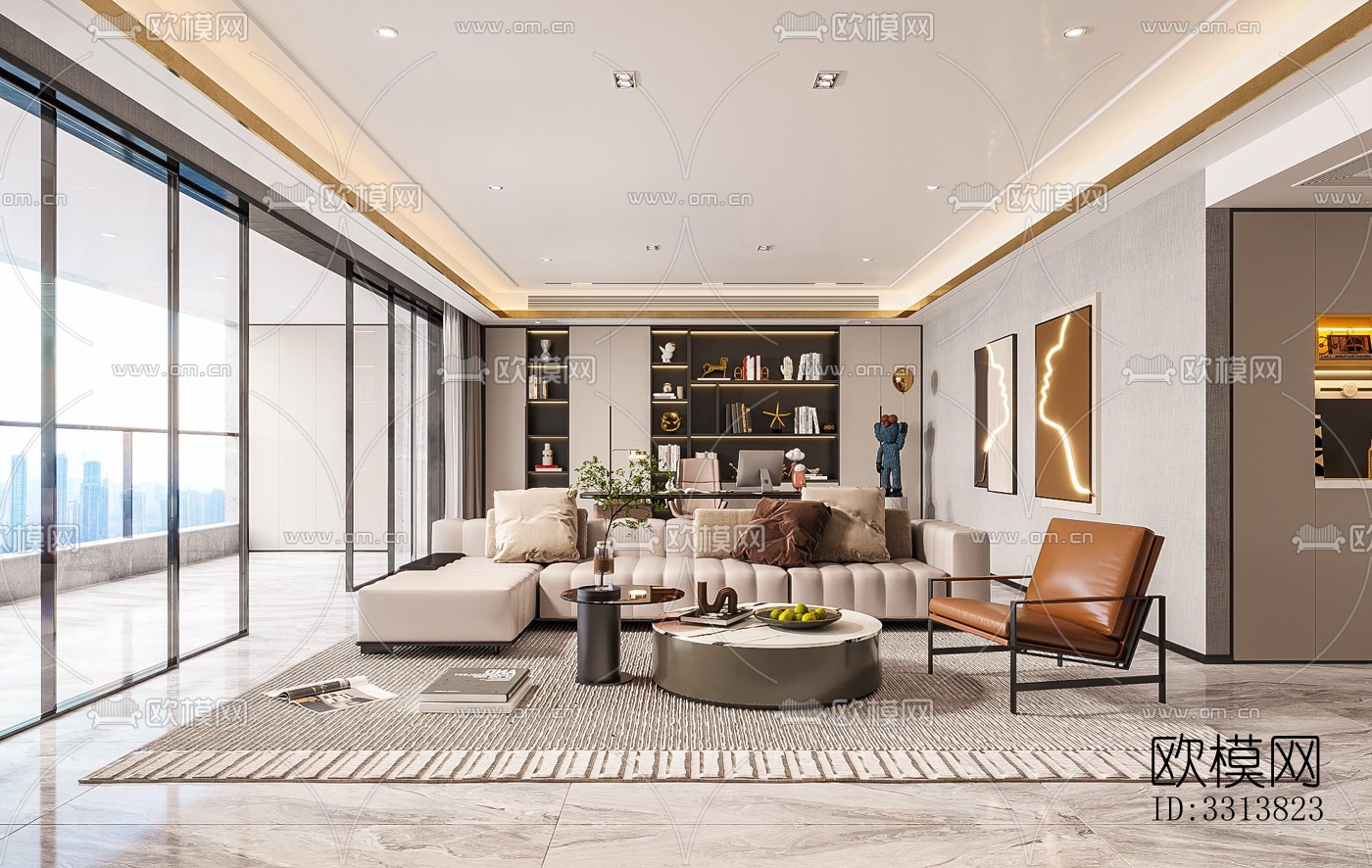 现代客餐厅效果图下载（渲染图2）