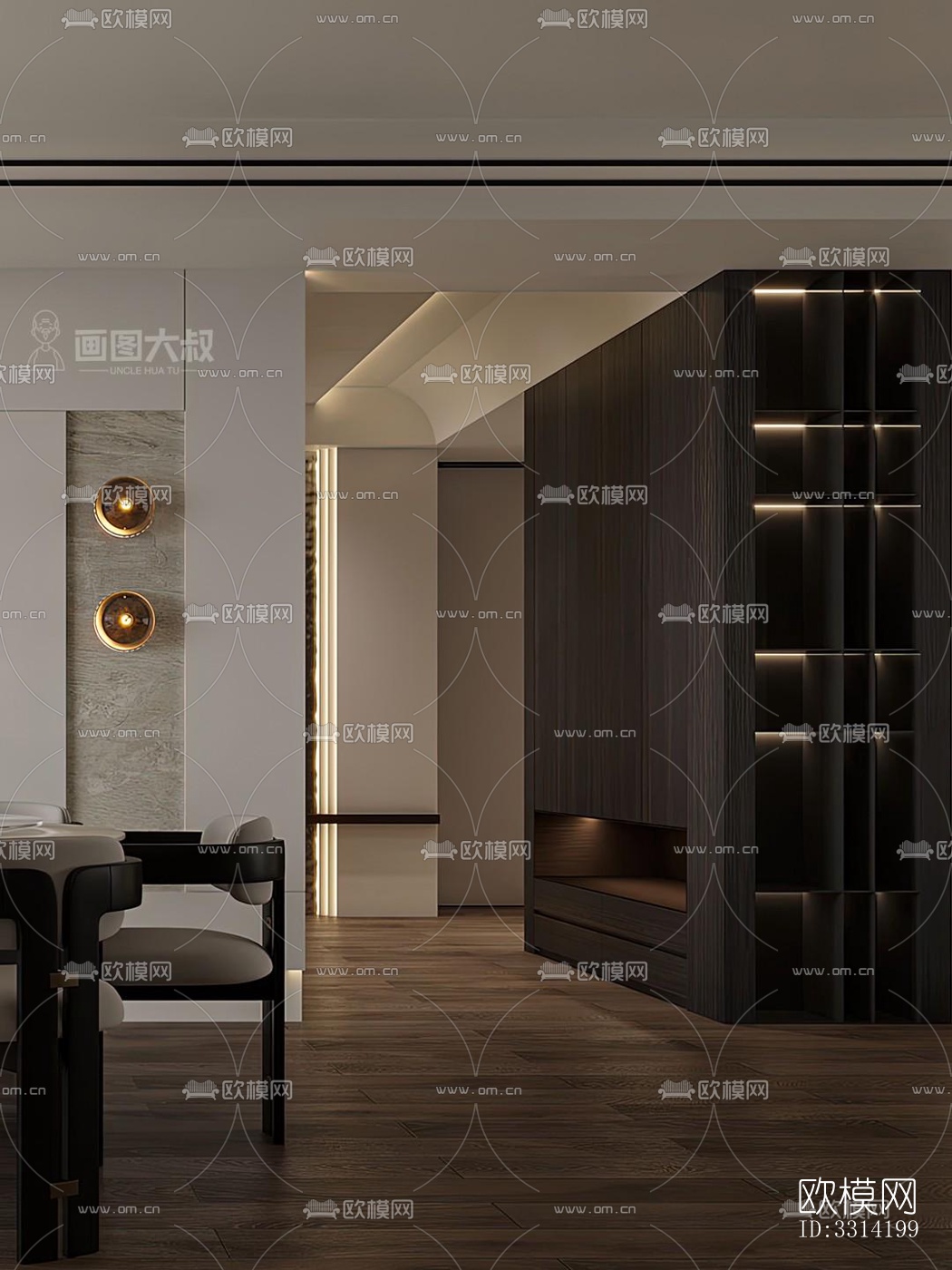 现代客餐厅效果图下载（渲染图14）