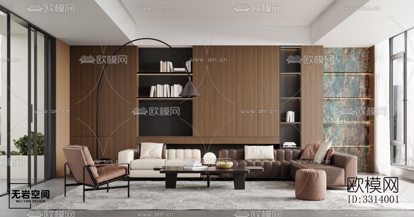 现代客餐厅效果图下载（渲染图3）