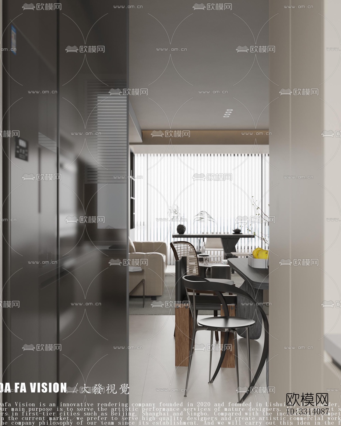 现代客餐厅效果图下载（渲染图3）