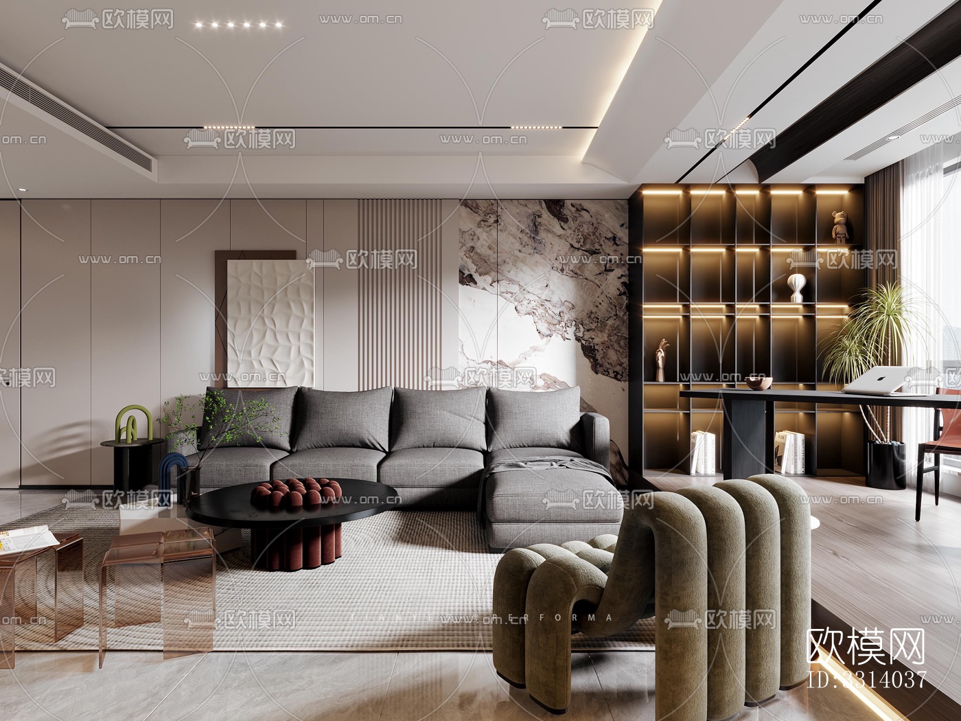 现代客餐厅效果图下载（渲染图11）