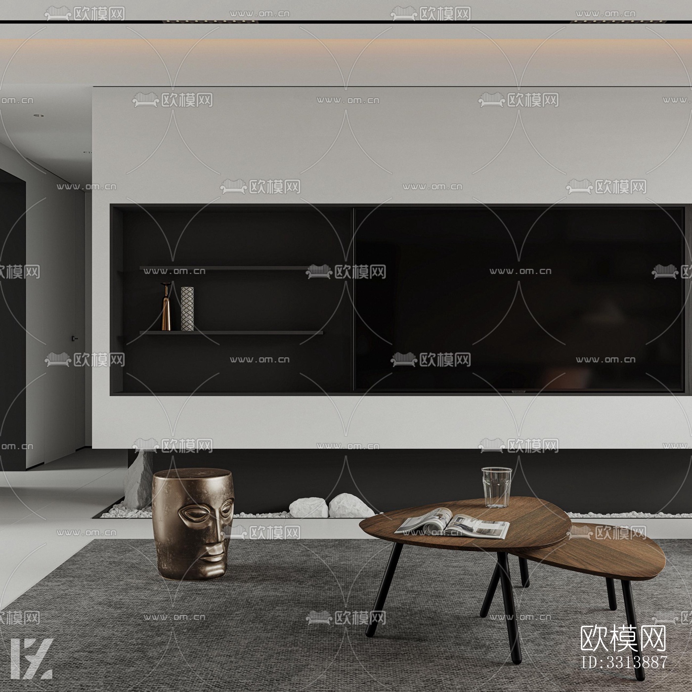 现代客餐厅效果图下载（渲染图3）