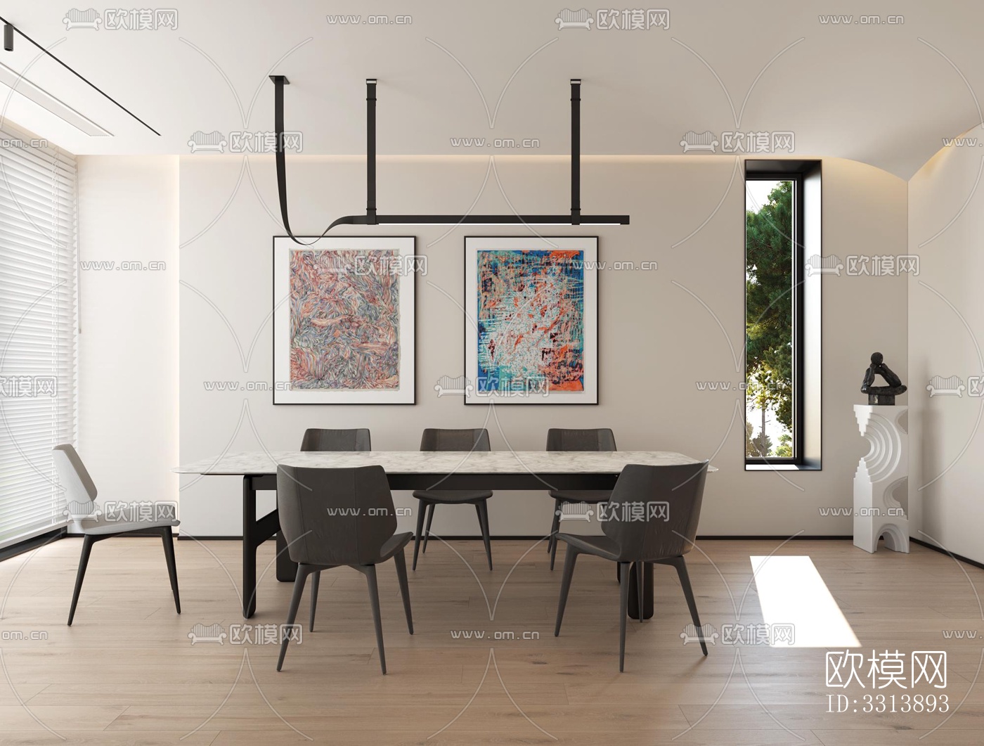 现代客餐厅效果图下载（渲染图4）
