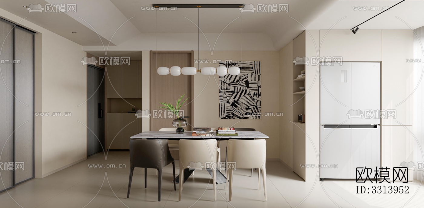 现代客餐厅效果图下载（渲染图9）