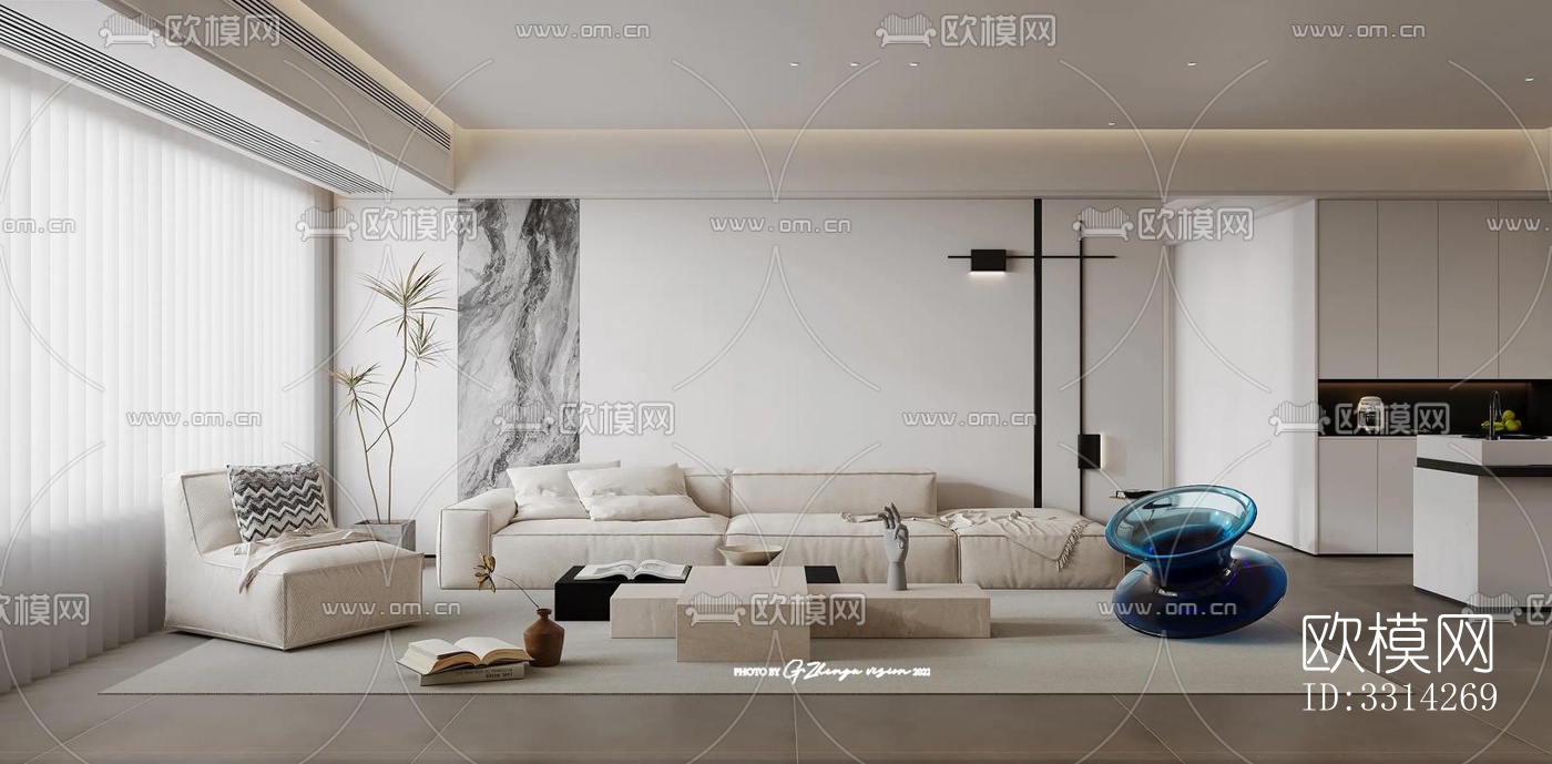 现代客餐厅效果图下载（渲染图1）