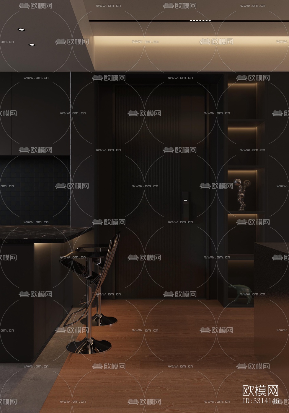 现代客餐厅效果图下载（渲染图6）