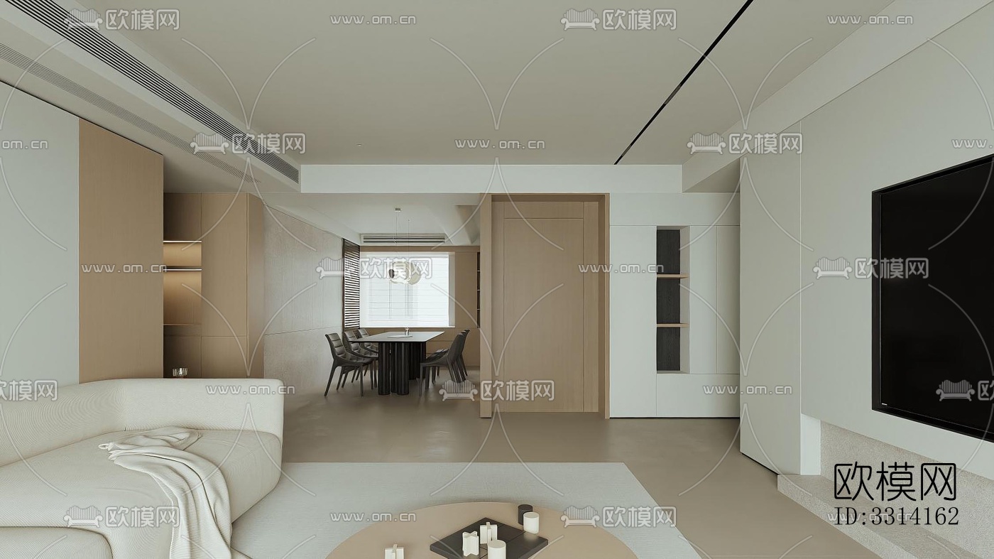 现代客餐厅效果图下载（渲染图1）