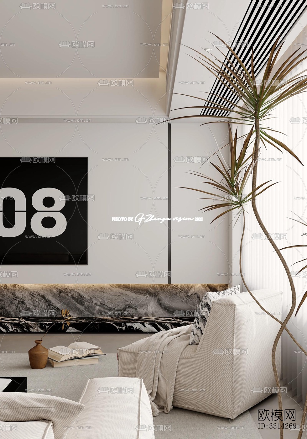 现代客餐厅效果图下载（渲染图10）