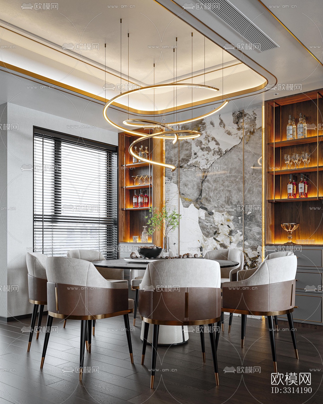 现代客餐厅效果图下载（渲染图10）