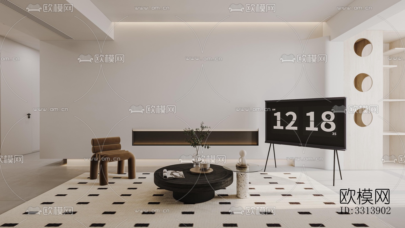 现代客餐厅效果图下载（渲染图1）