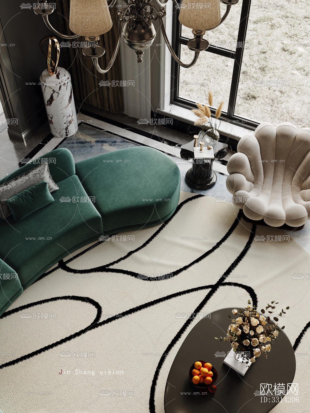 现代客餐厅效果图下载（渲染图8）