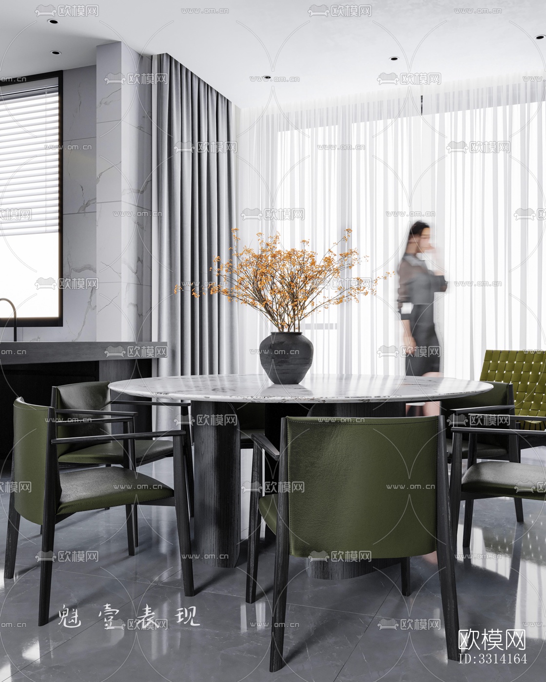 现代客餐厅效果图下载（渲染图6）