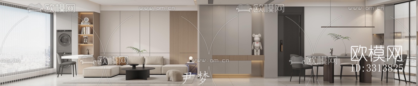 现代客餐厅效果图下载（渲染图2）