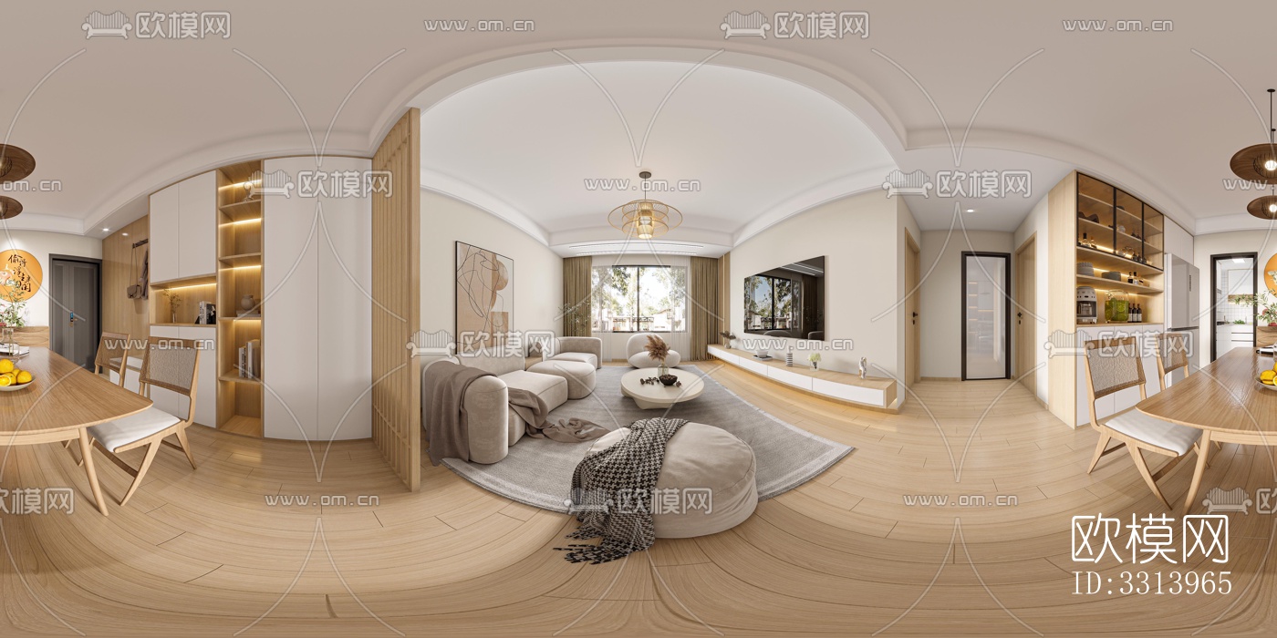 现代客餐厅效果图下载（渲染图5）