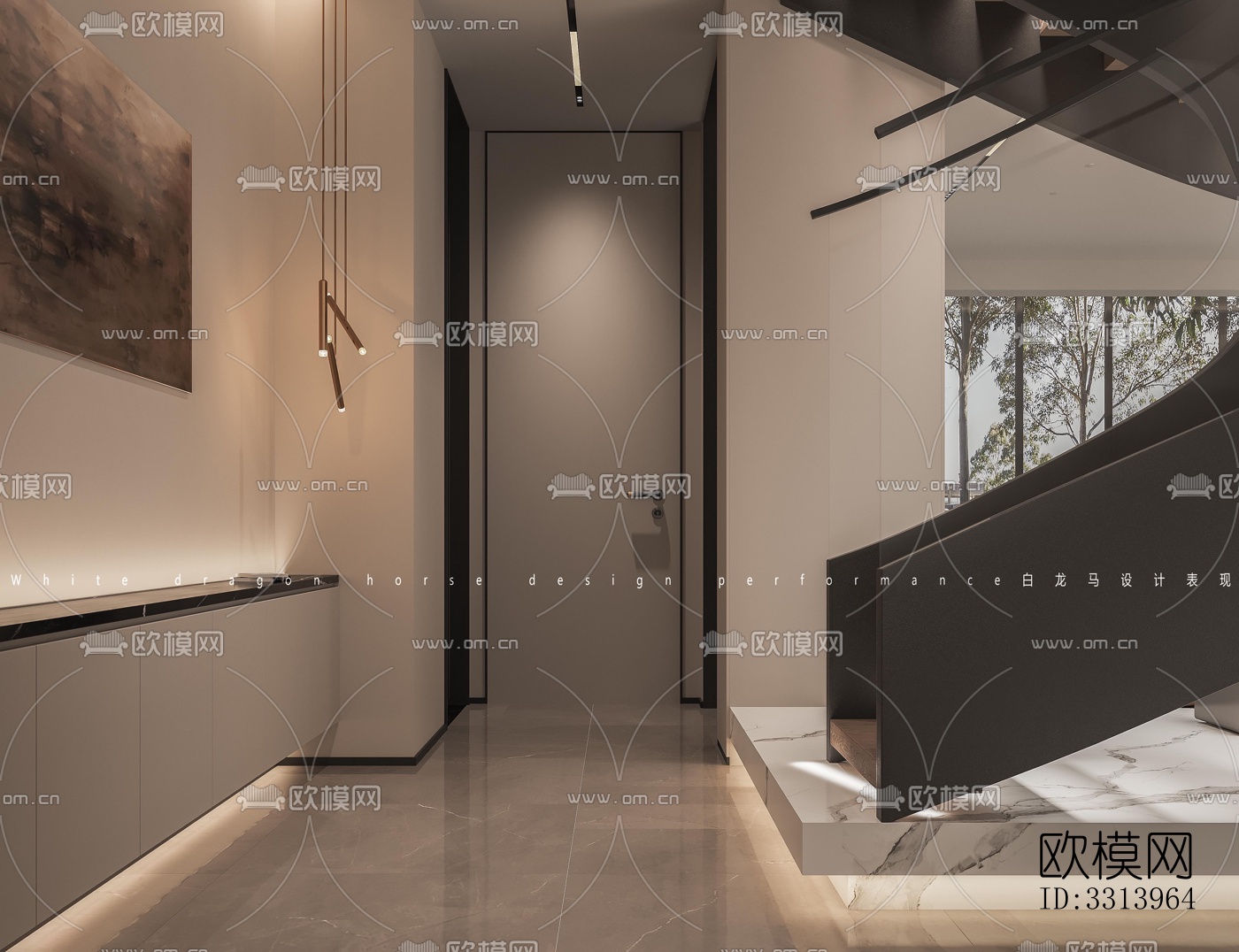 现代客餐厅效果图下载（渲染图3）