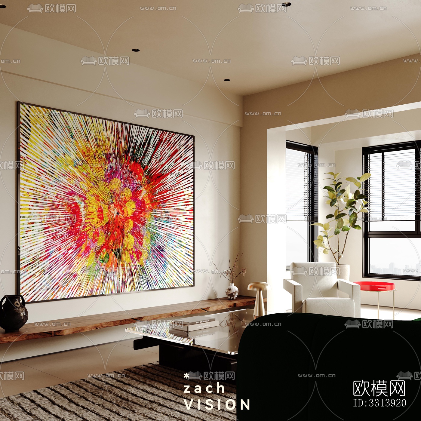 现代客餐厅效果图下载（渲染图5）