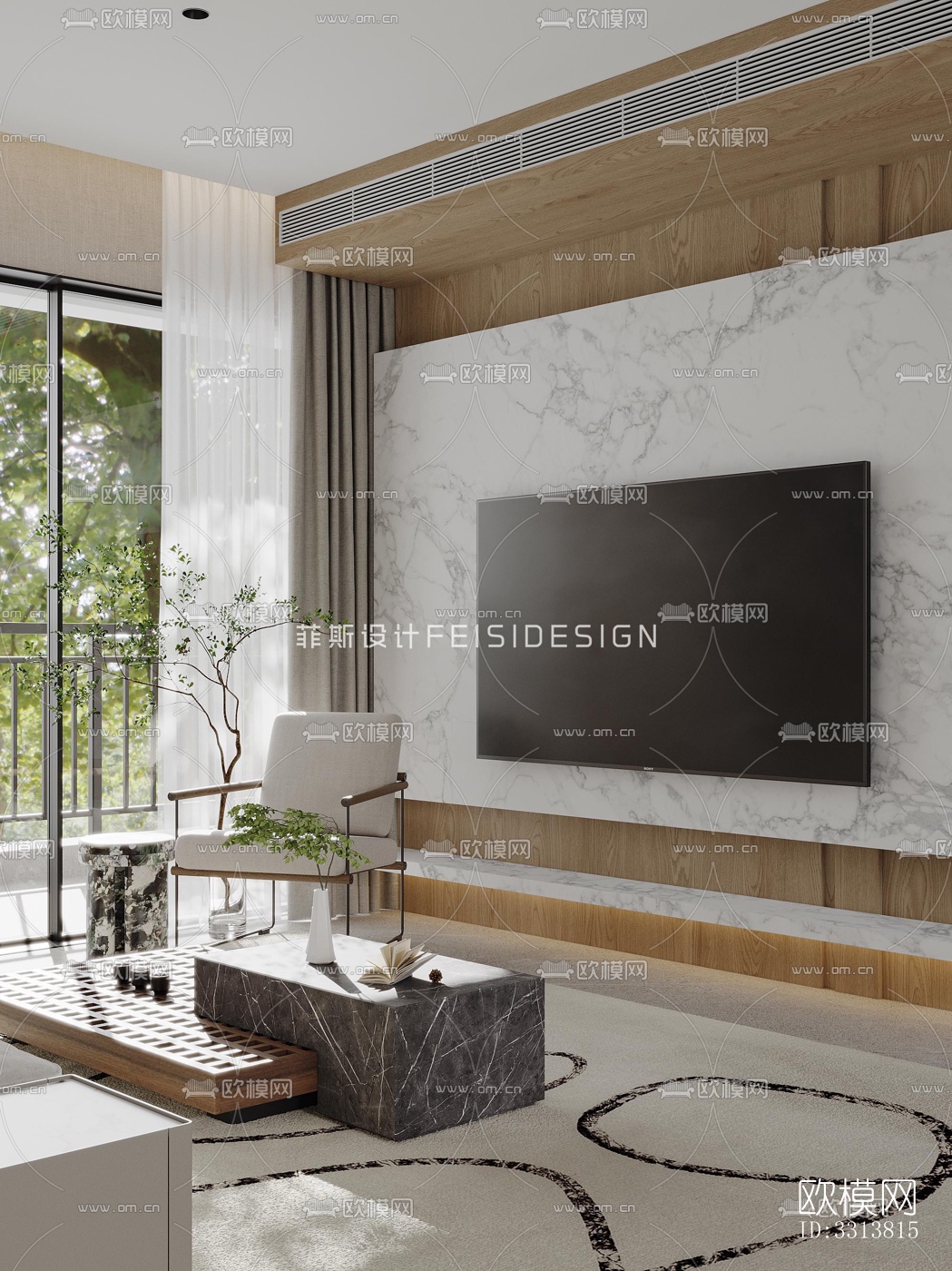 现代客餐厅效果图下载（渲染图4）