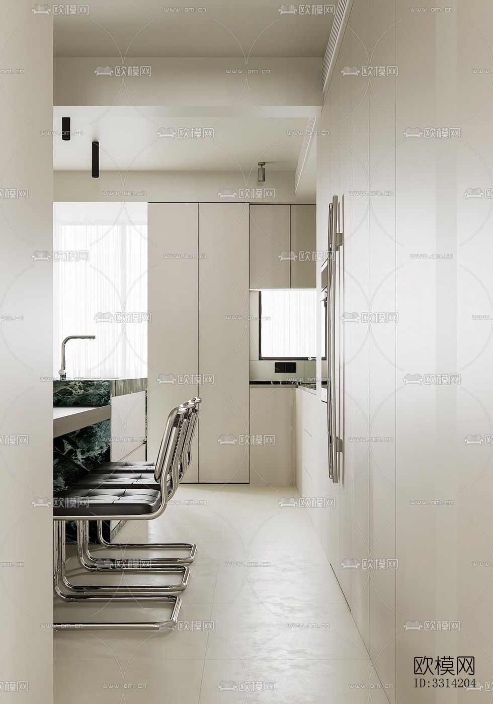 现代客餐厅效果图下载（渲染图3）