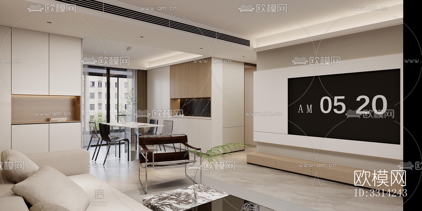 现代客餐厅效果图下载（渲染图5）