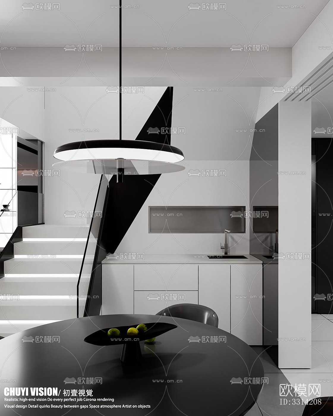 现代客餐厅效果图下载（渲染图5）