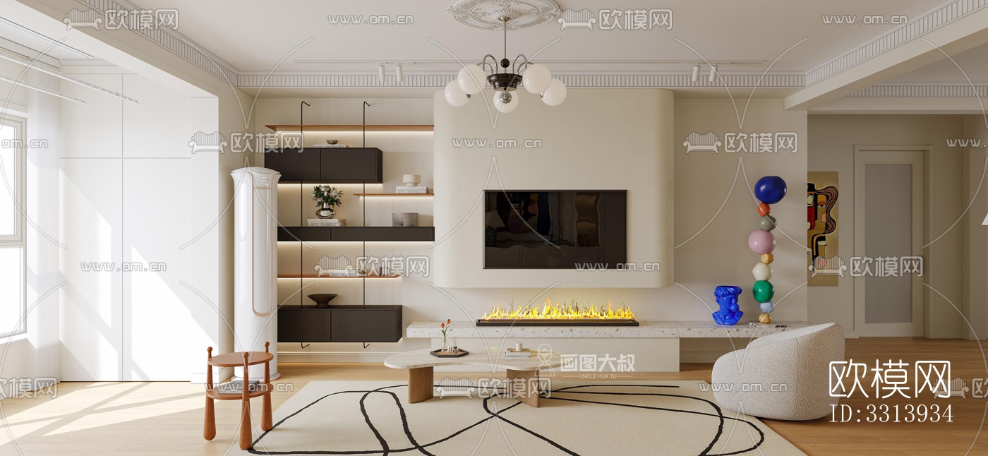 现代客餐厅效果图下载（渲染图5）