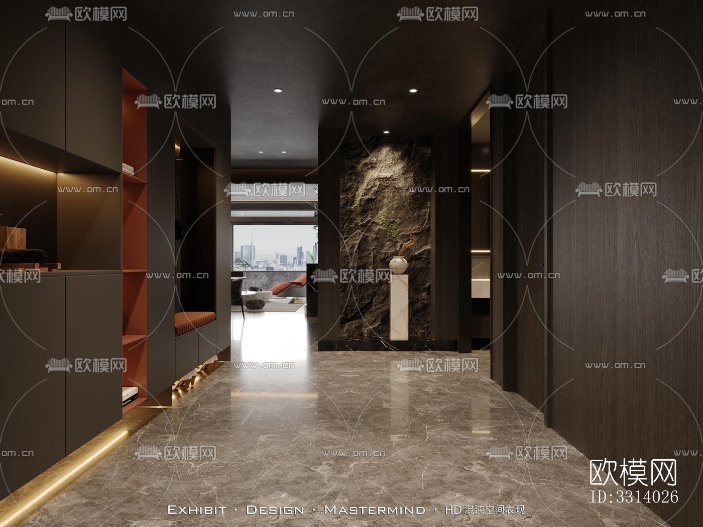 现代客餐厅效果图下载（渲染图1）