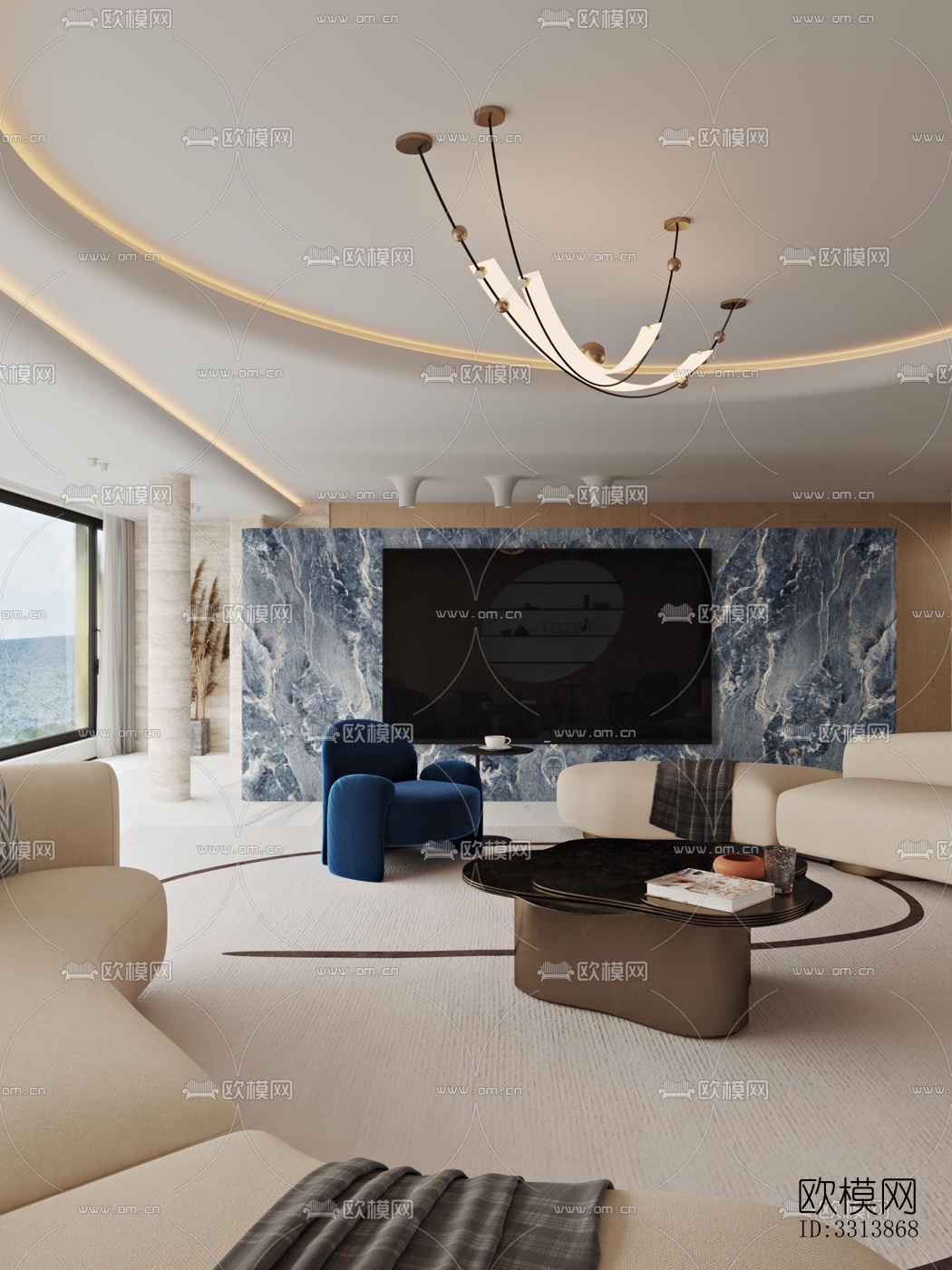 现代客餐厅效果图下载（渲染图8）