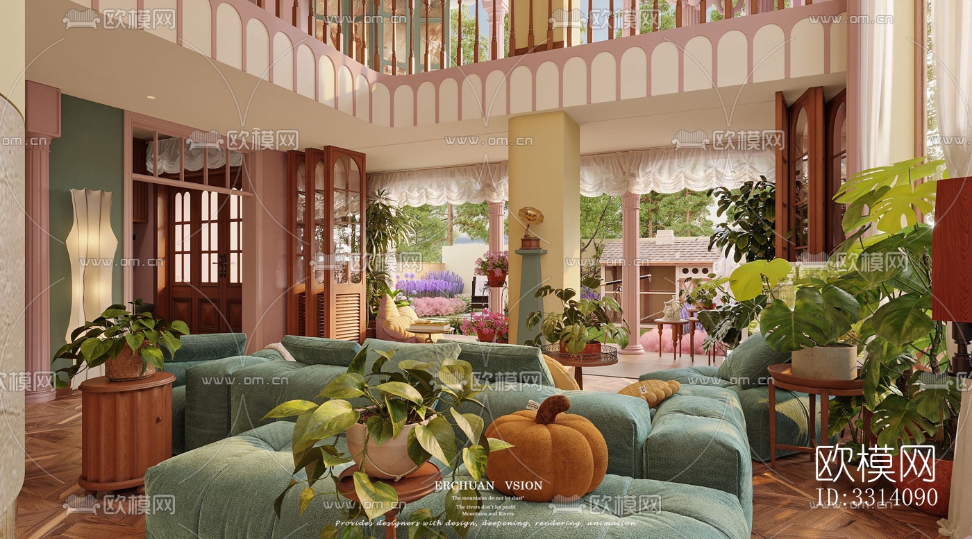 现代客餐厅效果图下载（渲染图4）