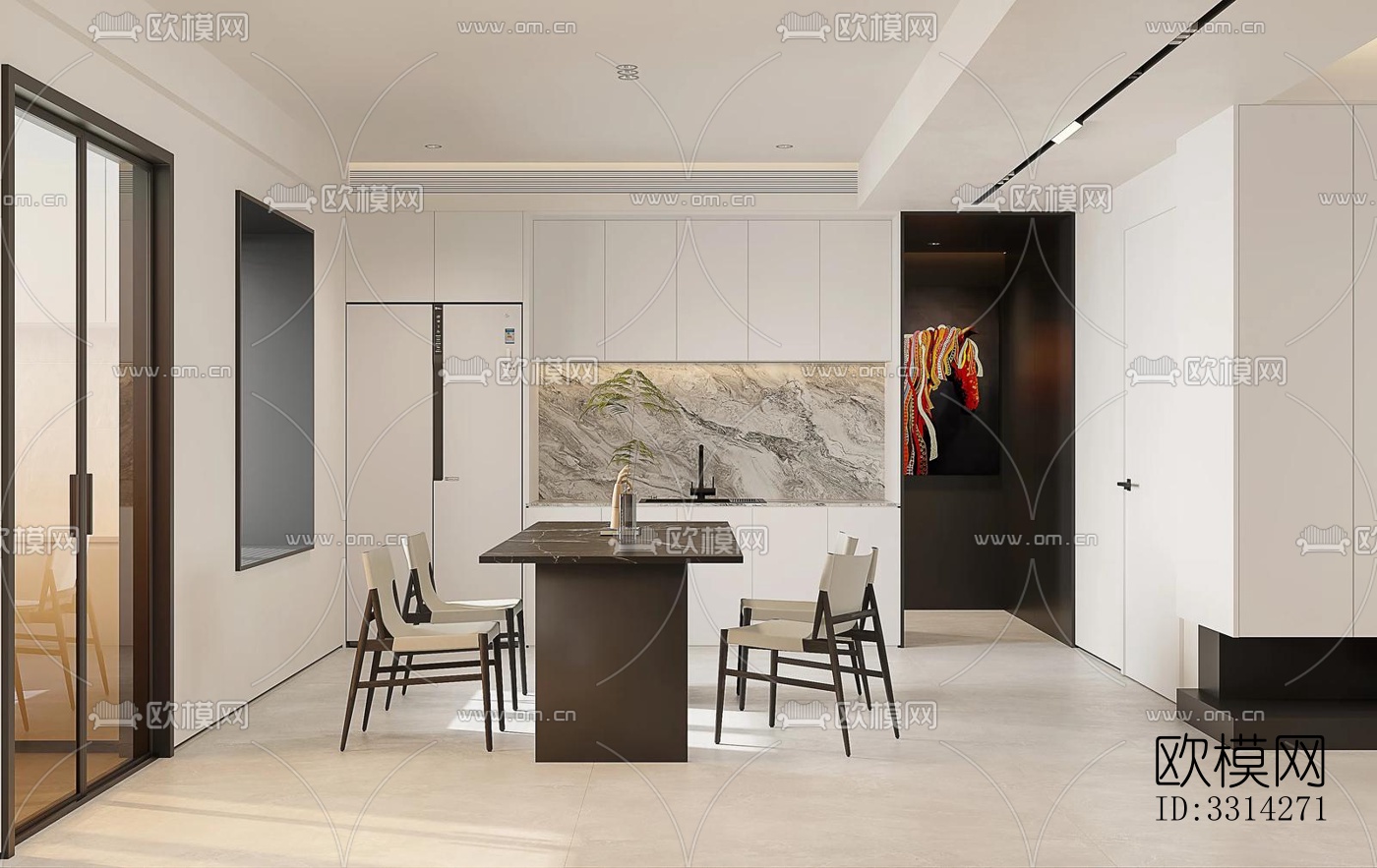 现代客餐厅效果图下载（渲染图6）