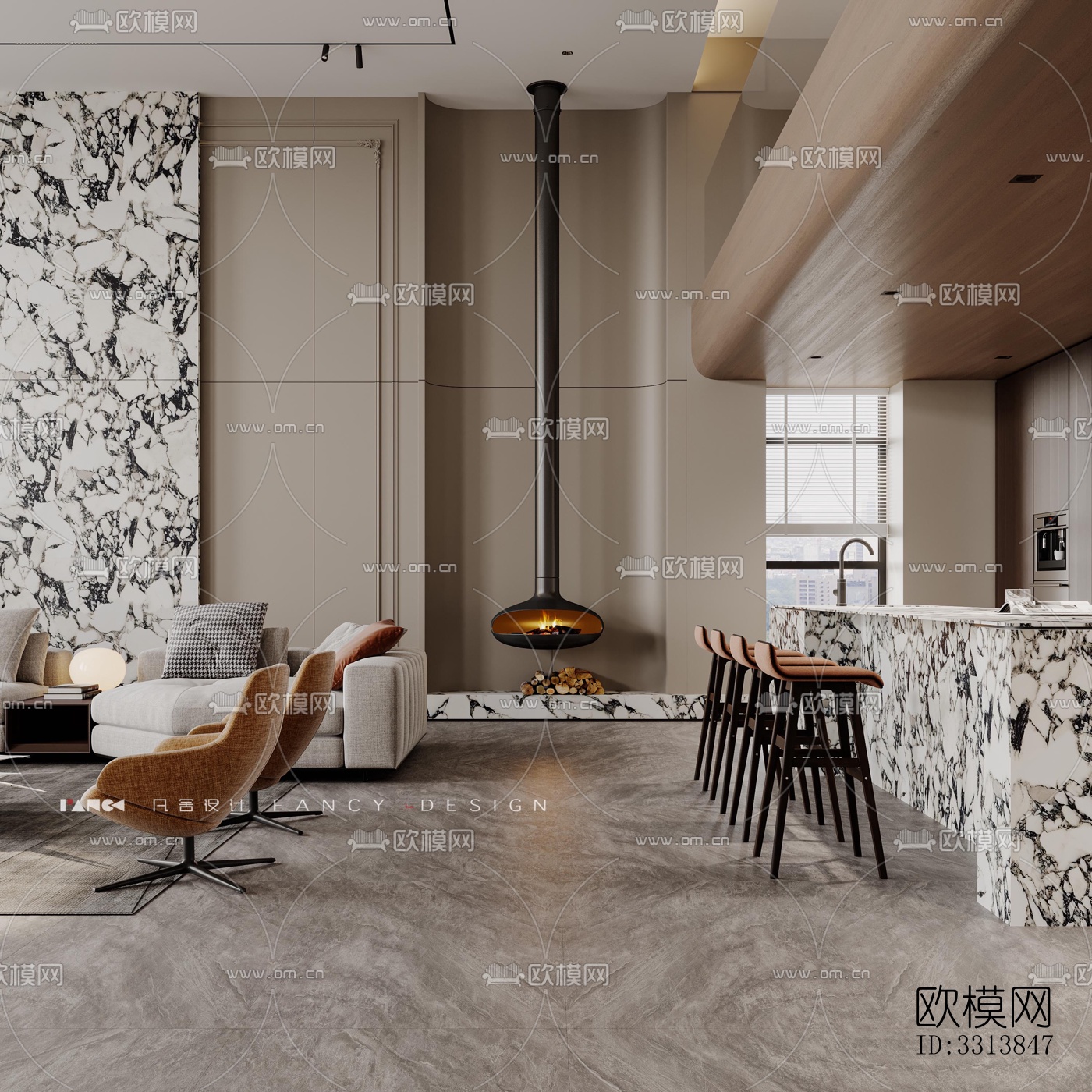 现代客餐厅效果图下载（渲染图16）