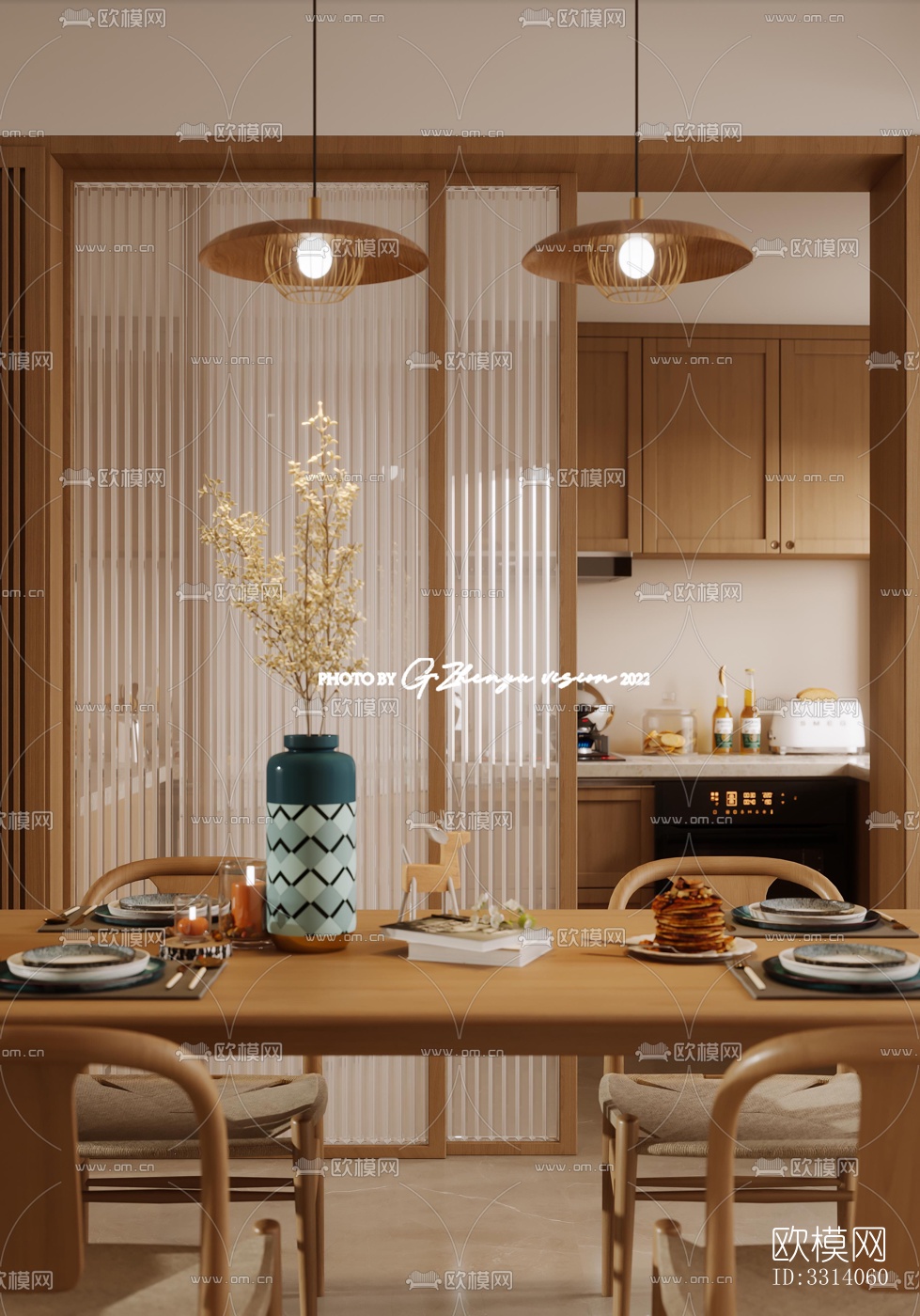 现代客餐厅效果图下载（渲染图16）