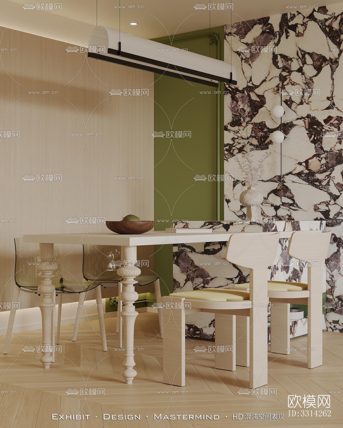 现代客餐厅效果图下载（渲染图3）