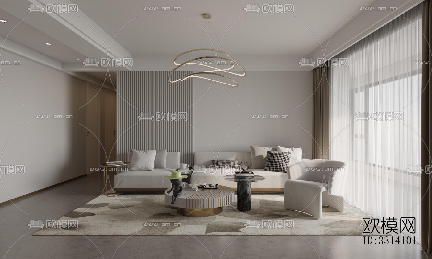 现代客餐厅效果图下载（渲染图3）