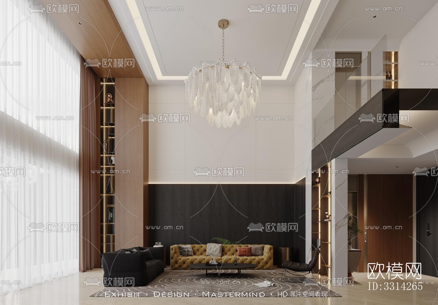 现代客餐厅效果图下载（渲染图4）