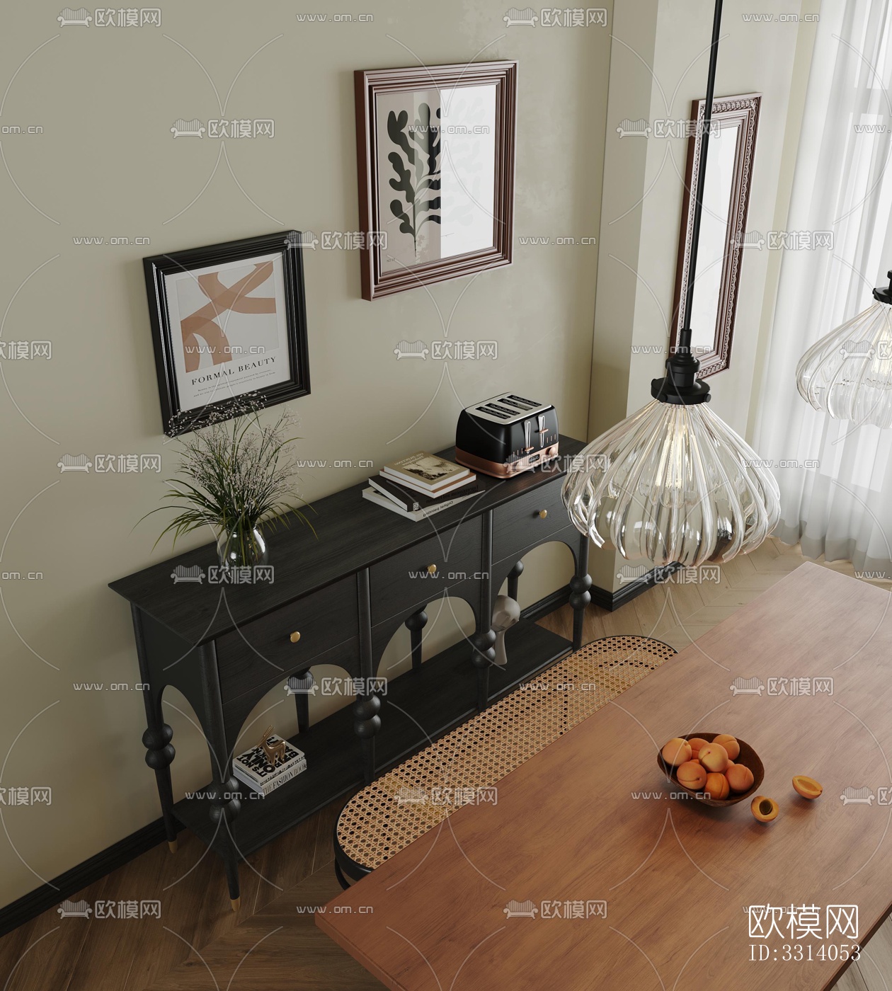 现代客餐厅效果图下载（渲染图7）