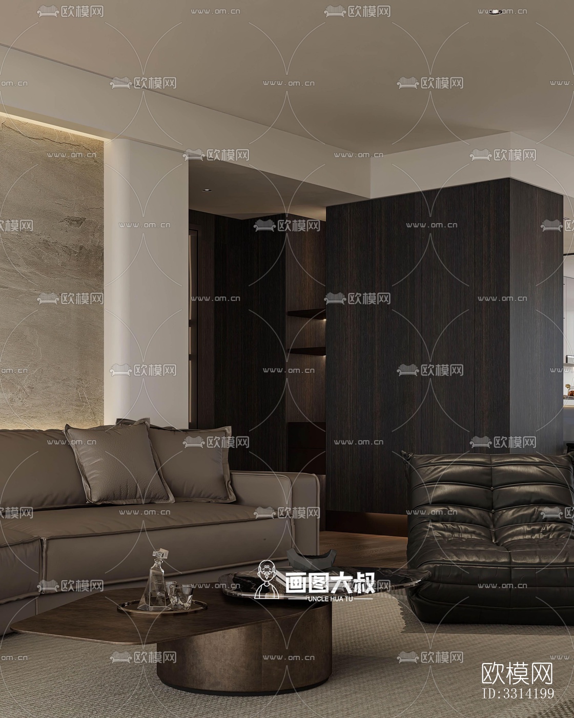 现代客餐厅效果图下载（渲染图3）