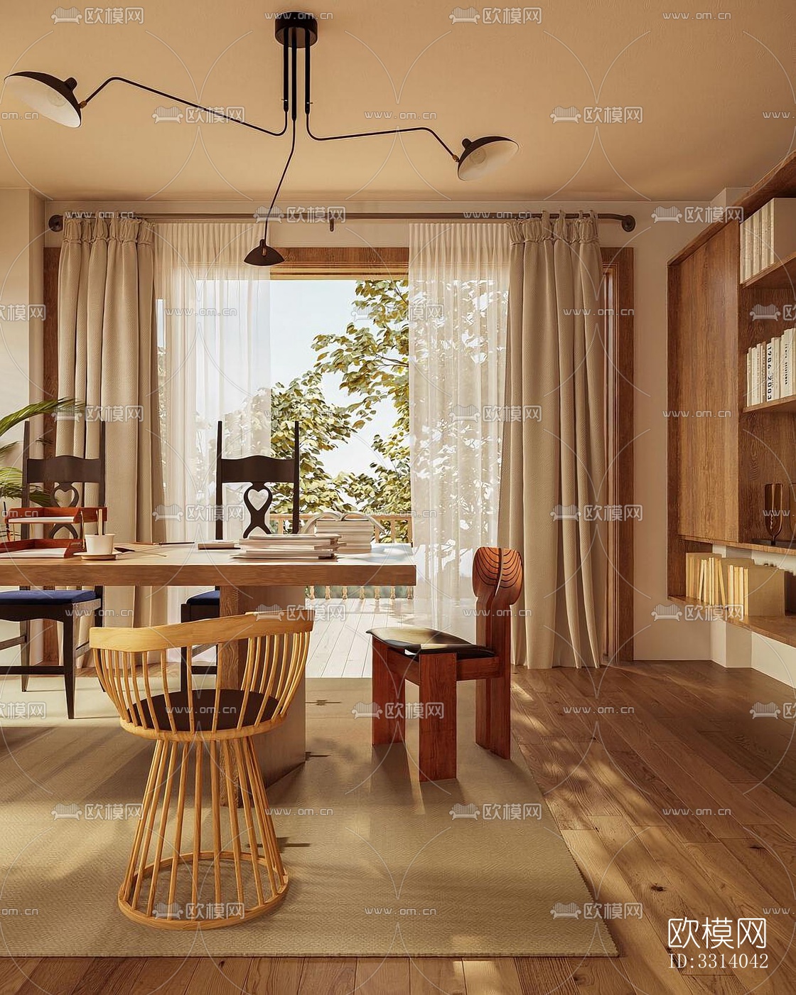 现代客餐厅效果图下载（渲染图2）