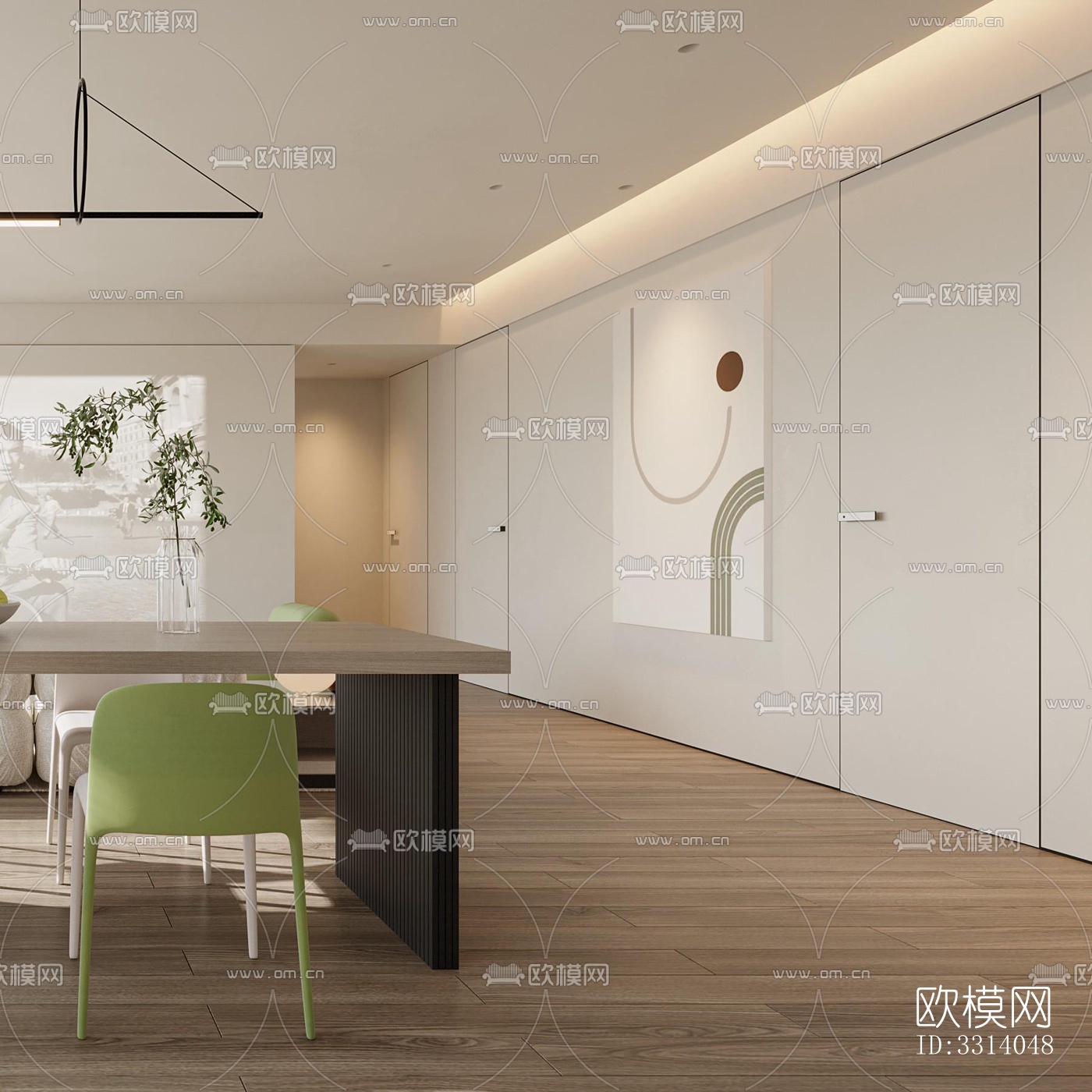 现代客餐厅效果图下载（渲染图8）