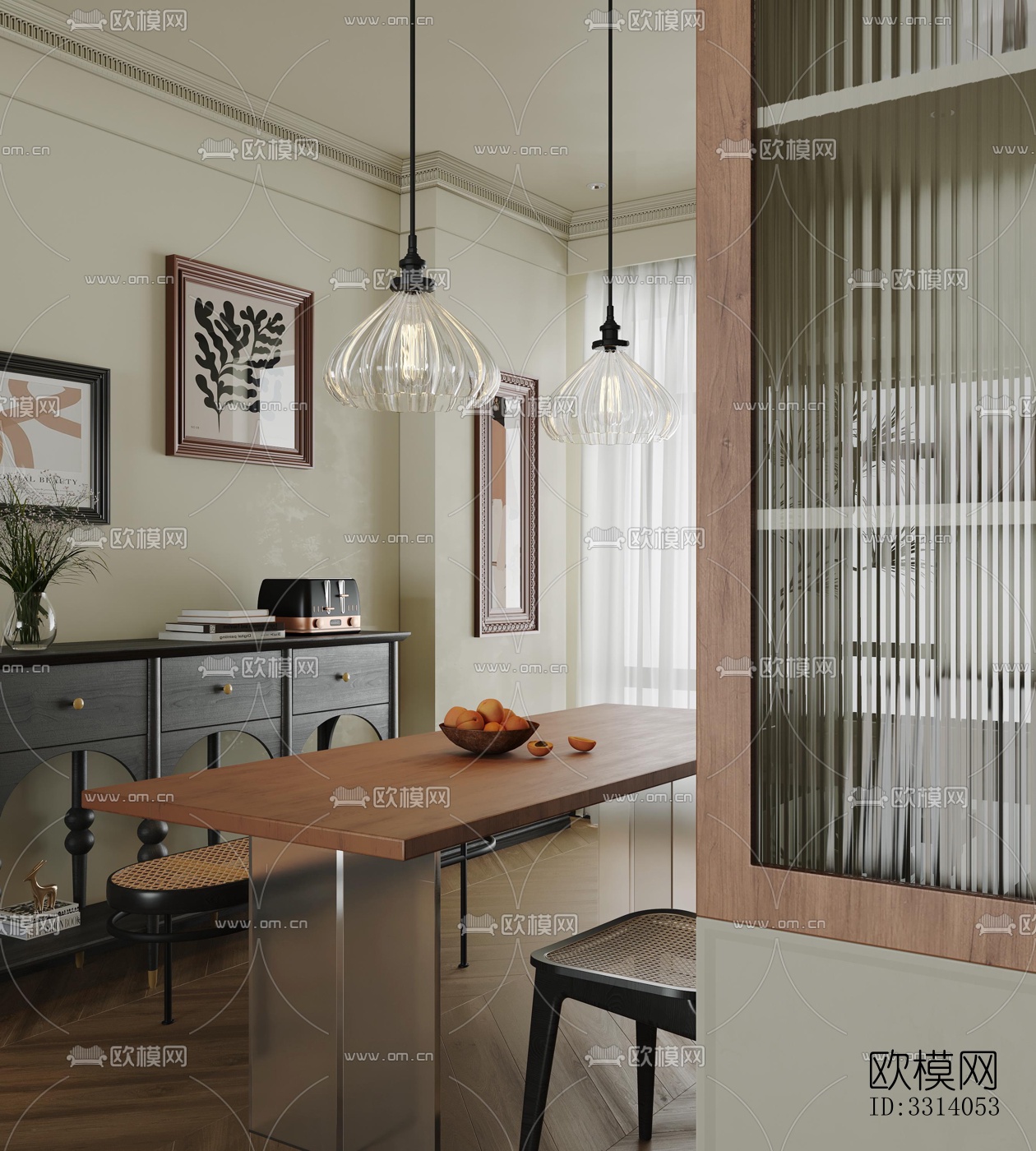 现代客餐厅效果图下载（渲染图9）