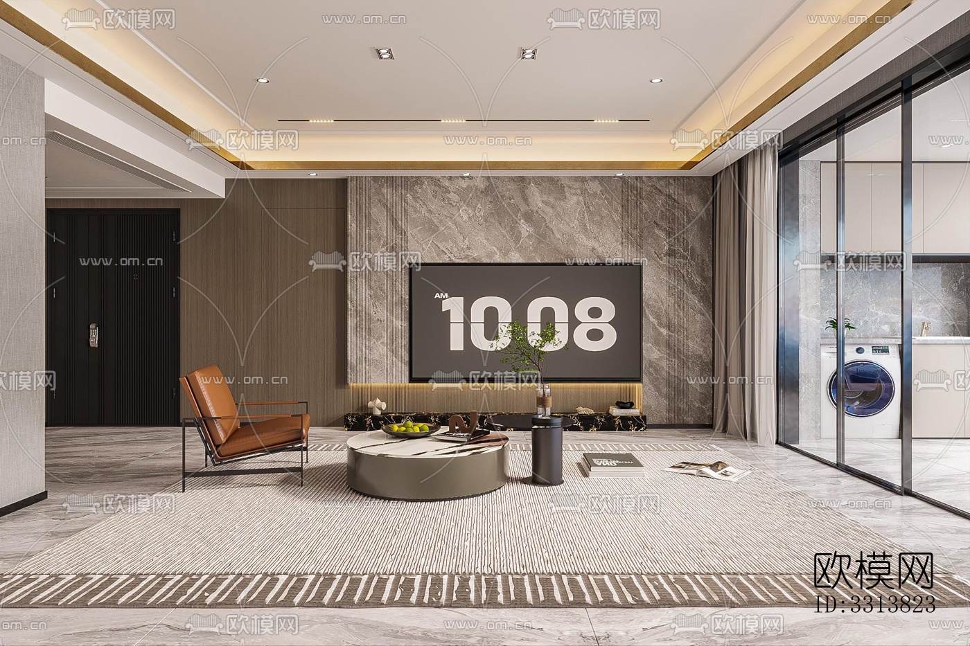 现代客餐厅效果图下载（渲染图1）