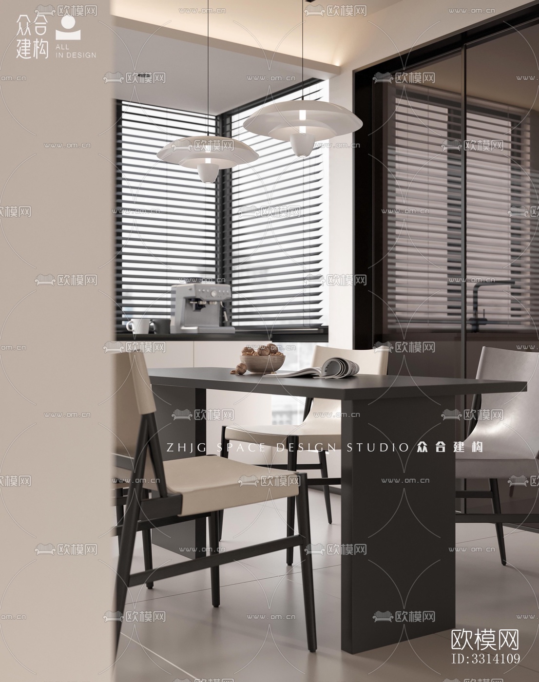 现代客餐厅效果图下载（渲染图7）