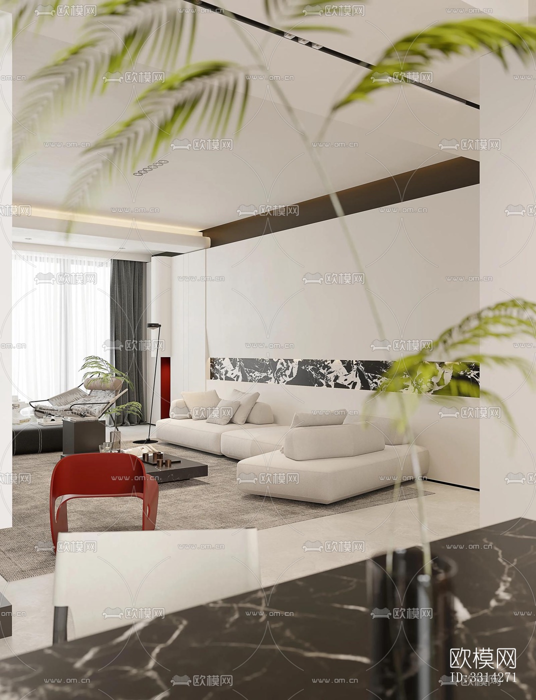 现代客餐厅效果图下载（渲染图12）