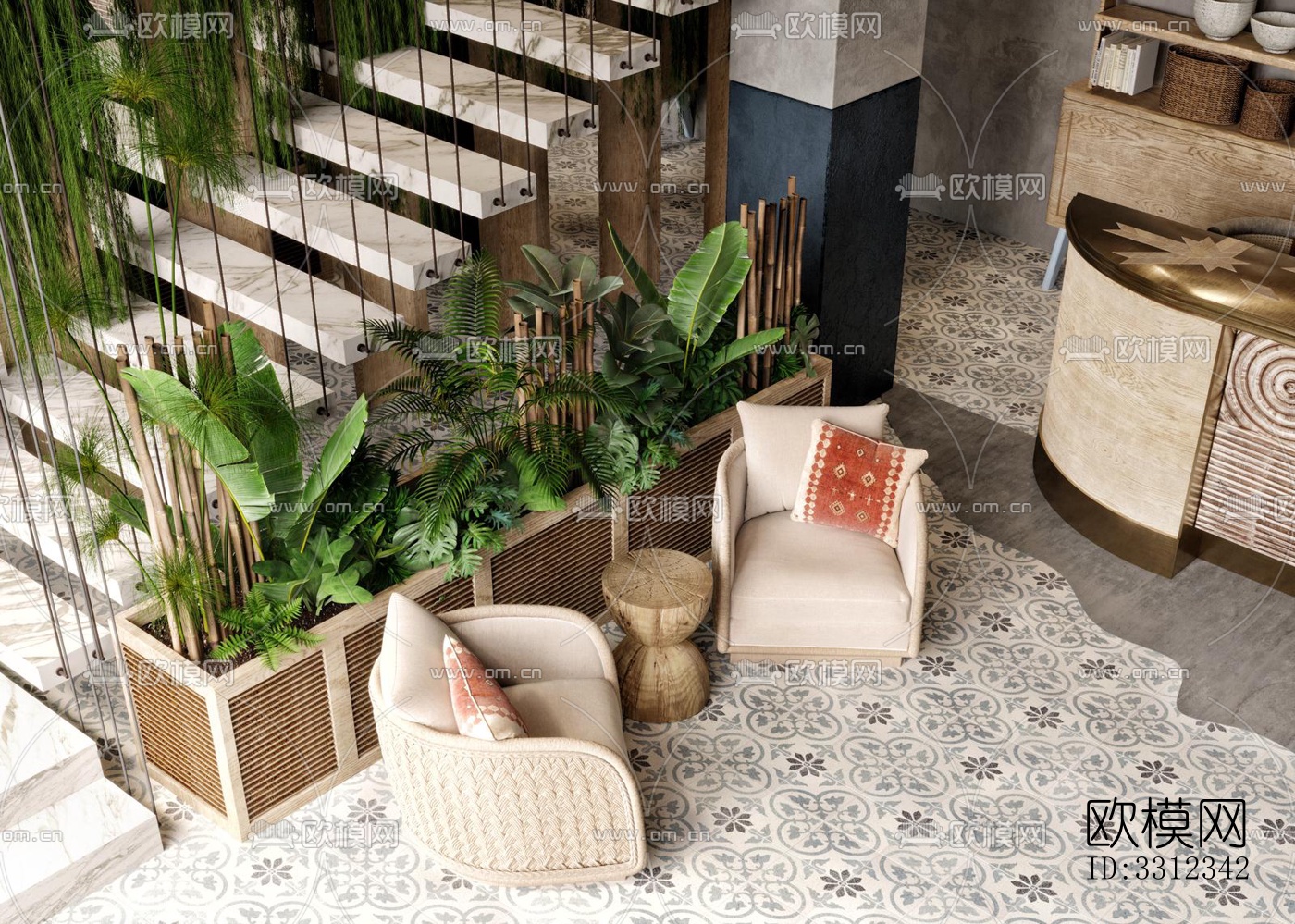 侘寂西餐厅效果图下载（渲染图2）