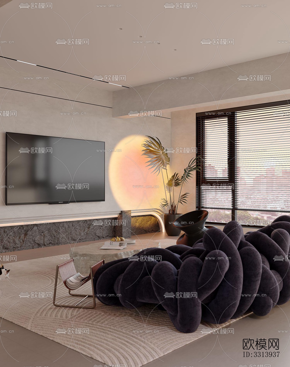 现代客餐厅效果图下载（渲染图9）