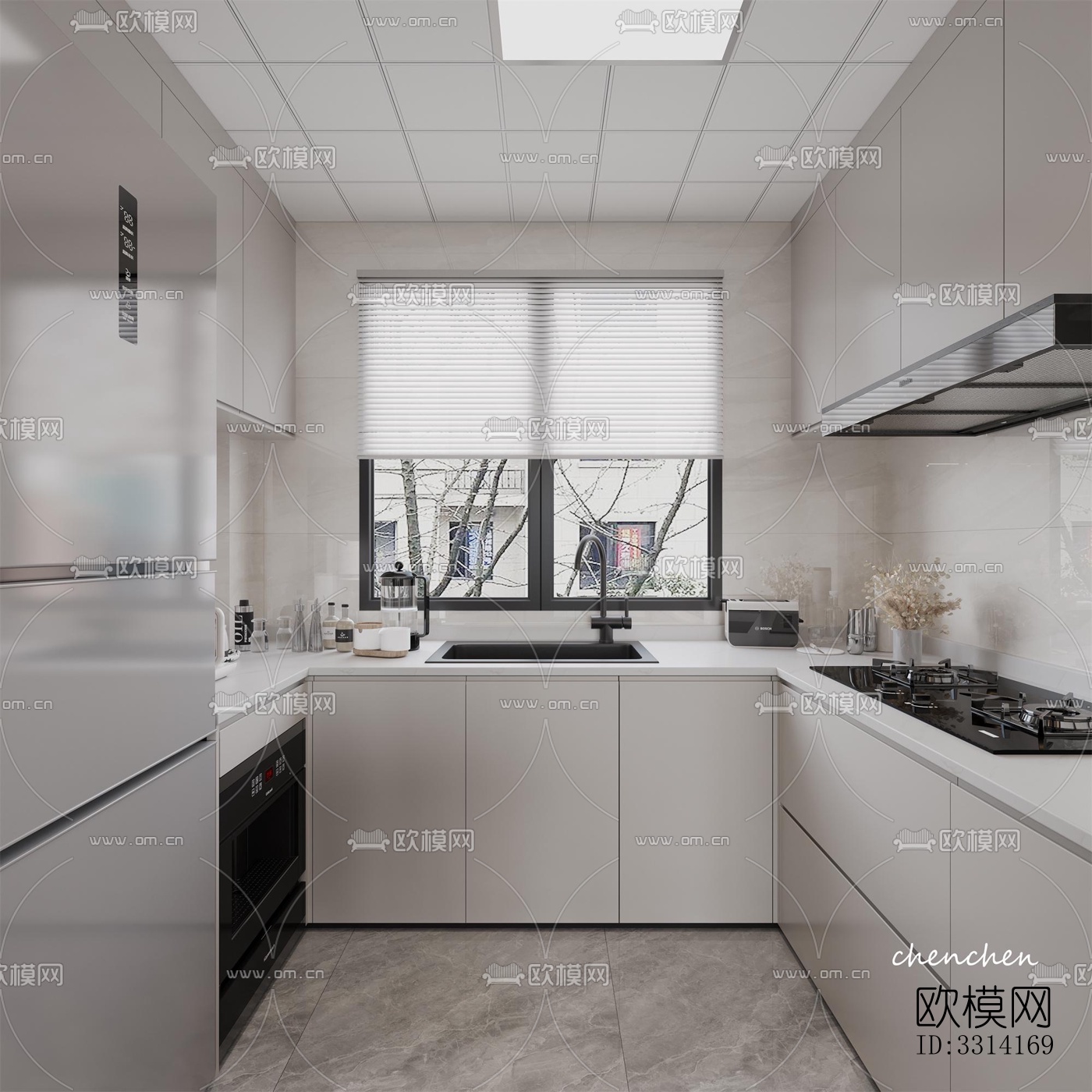 现代客餐厅效果图下载（渲染图5）